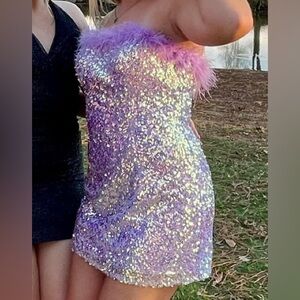 Purple Sequin Homcoming Dress